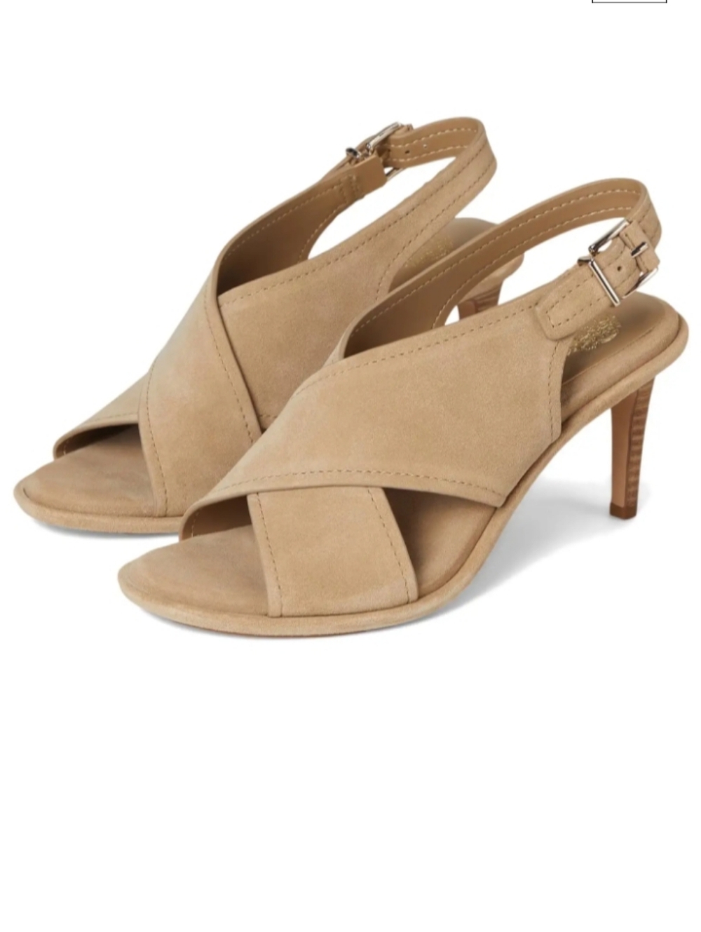 Vince Camuto Famla Cross Band 3" Heel Slingback Color Tortilla Suede Size 11 NWT